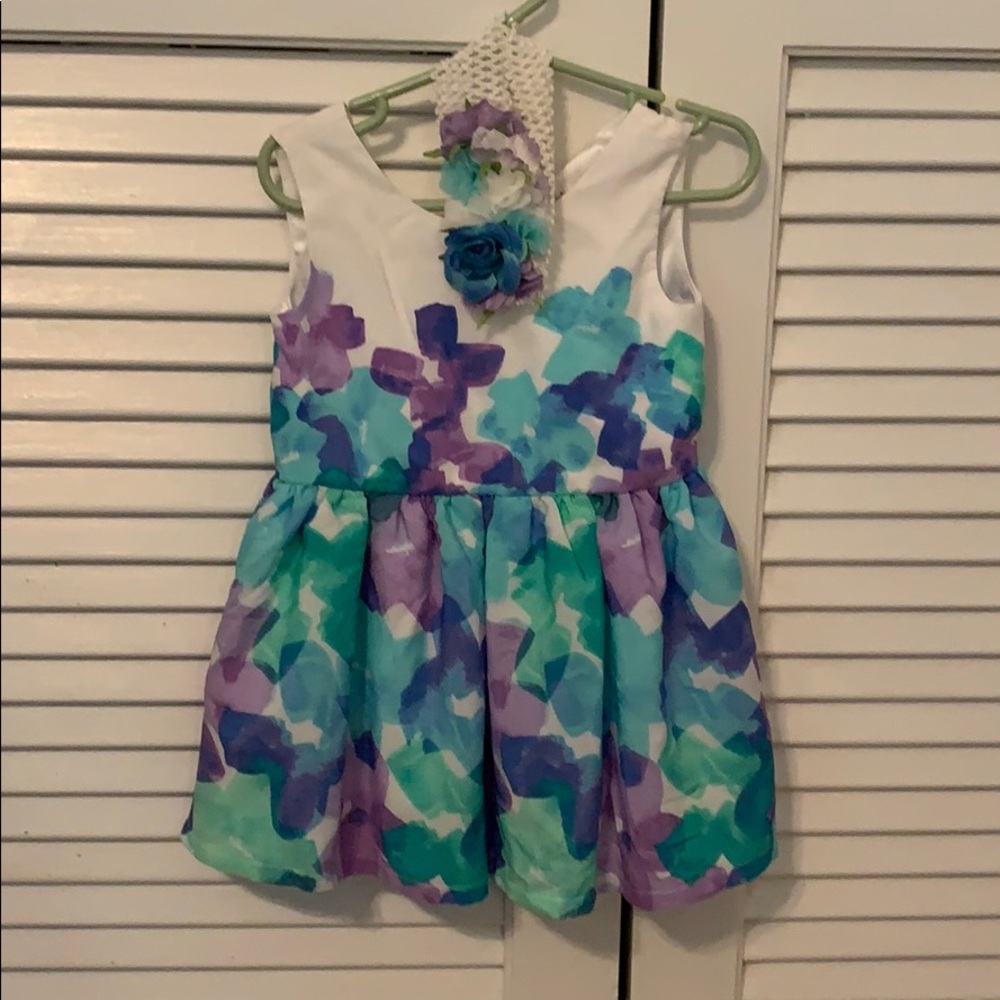 Beautiful flowered dress with matching headband